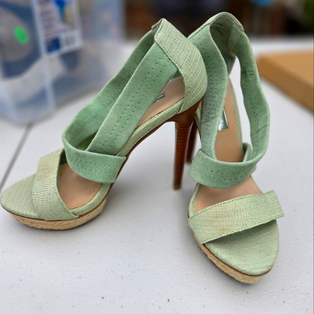 By Halston Pale Green High Heel Sandals